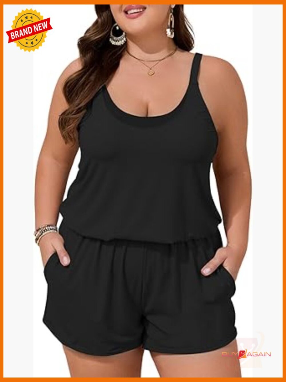 Plus Size Swim Romper with Pockets Blouson One Piece Modest Bathing Suit